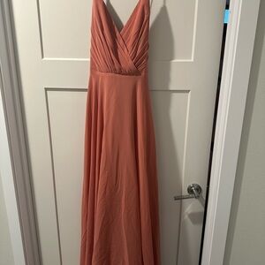David's Bridal Peach V-Neck Dress